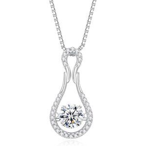 925 Sterling Silver Dancing CZ Infinity Pendant Necklace 18in NWT